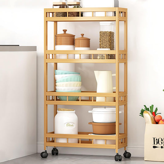 4-Tier Bamboo Kitchen Rolling Cart